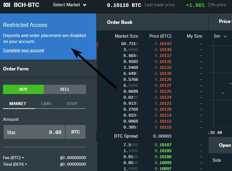 Nødvendig bekreftelse på Coinbase Pro (GDAX)