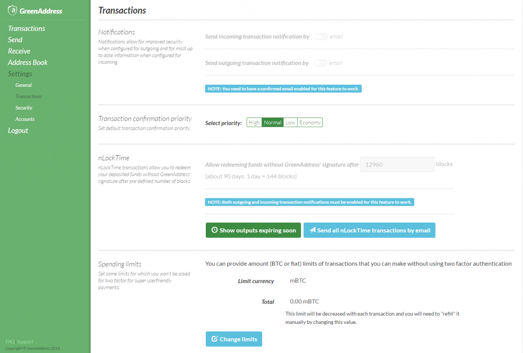 Programas de prioridade de transação GreenAddress