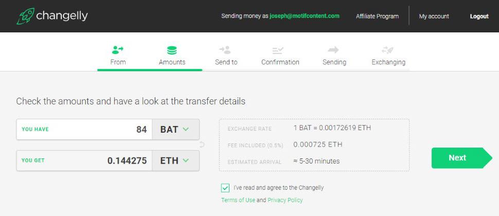 Opciones de financiación de Changelly