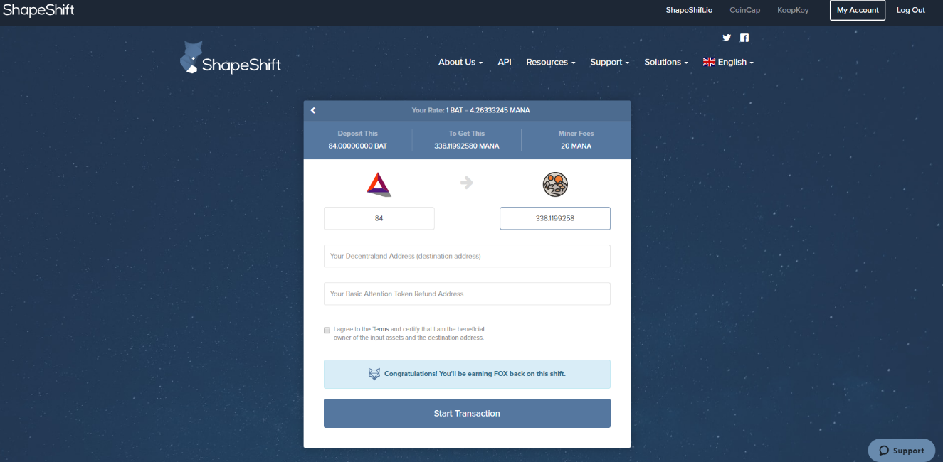 Financiamiento de Shapeshift