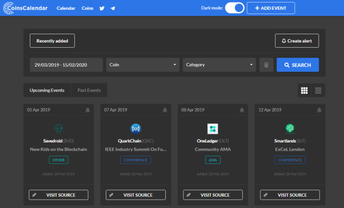 calendário de criptomoeda moedascalendar