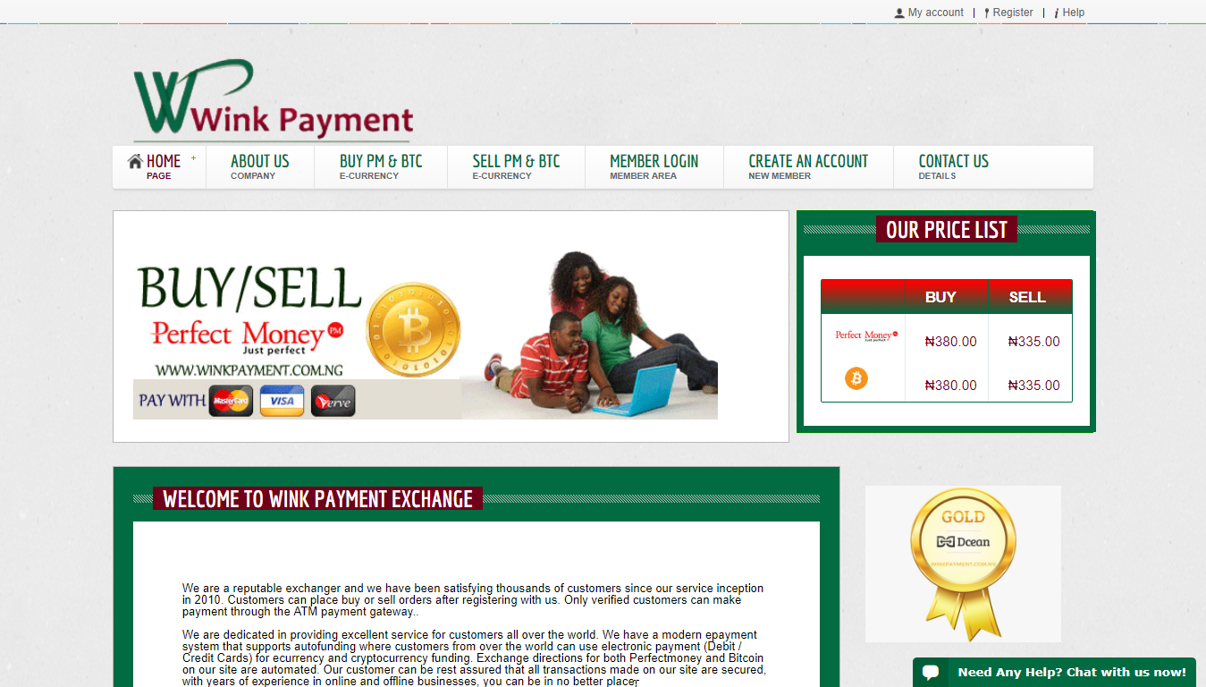 Wink Payment website