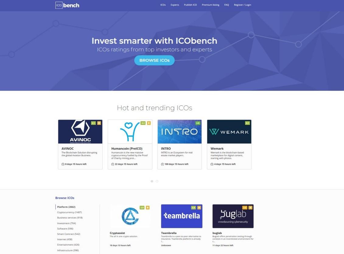 Site-ul web ICObench