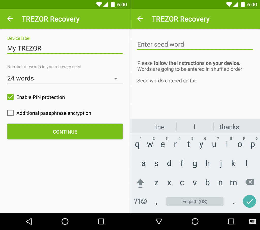 TREZOR-app for Android
