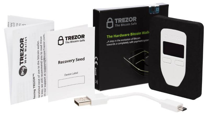 Boks med TREZOR lommebok