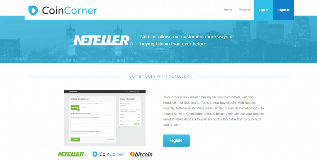 NETELLER在CoinCorner上的比特币