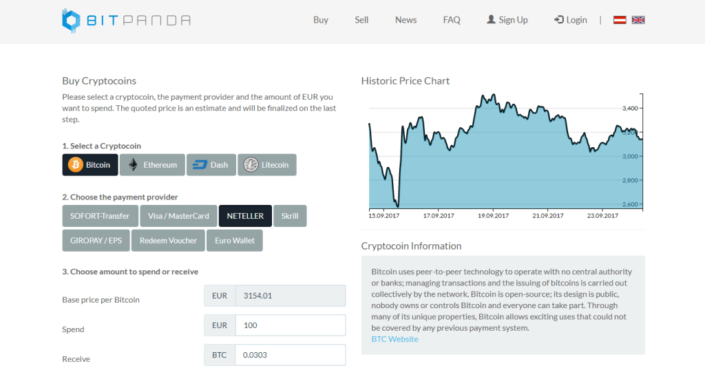 从BitPanda的NETELLER订购比特币