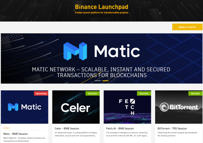 Binance Launchpad IEO aukcje