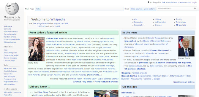 Pagina principală Wikipedia