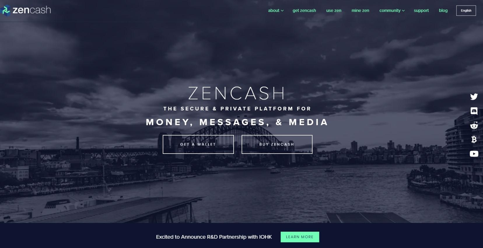 Zencash webbplats